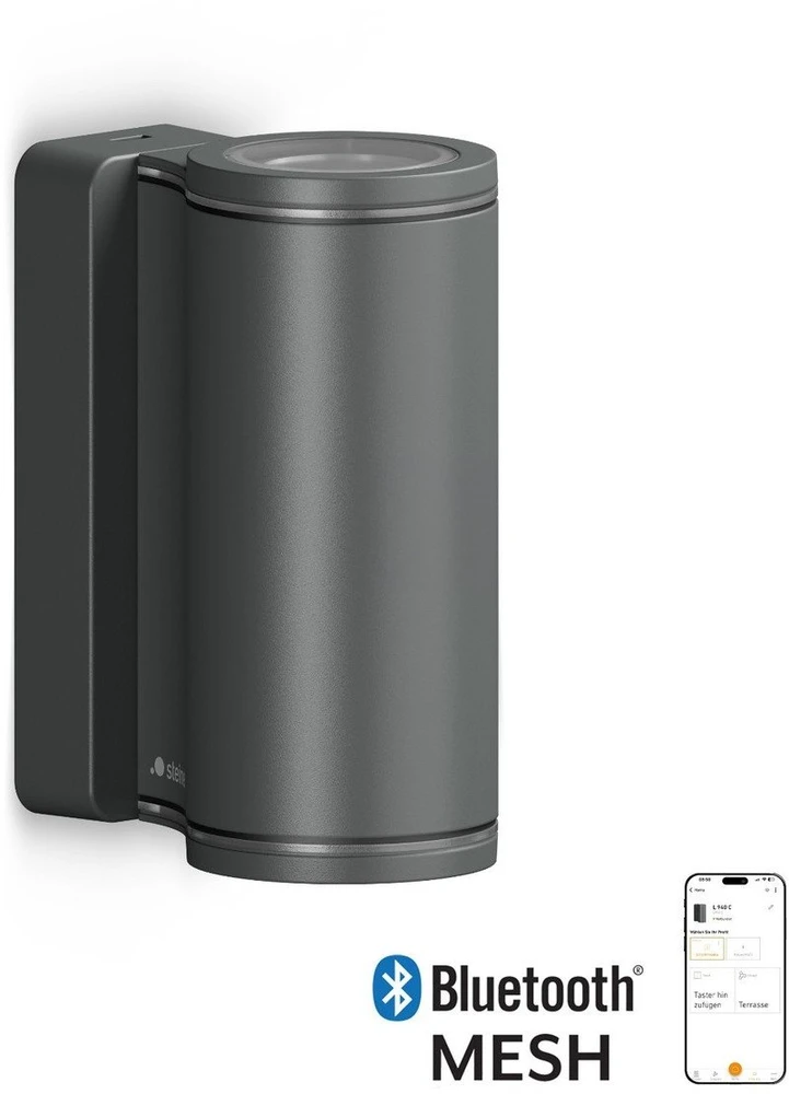 Steinel Sieninis šviestuvas, lauko šviestuvas be jutiklio L940 S PIR, su Bluetooth 14.5W 2xGU-10 3000K, 1240lm IP44 IK03 230V antracitas / aliuminis, plastikas