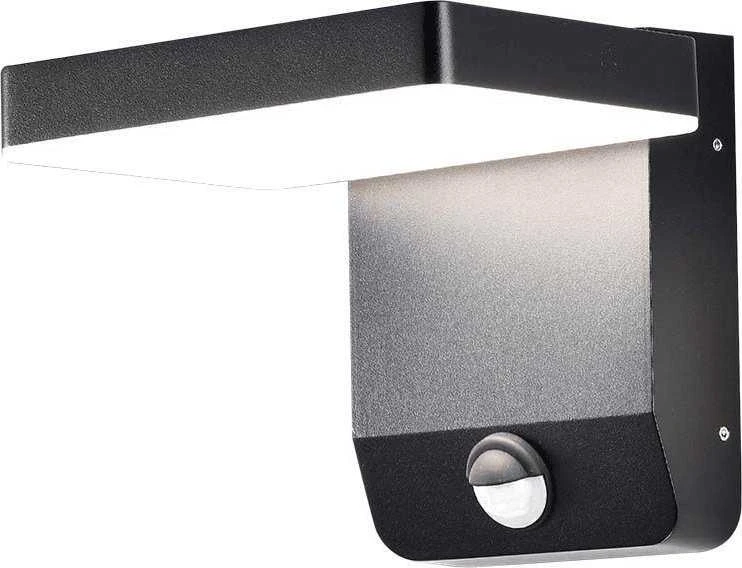 V-tac 17W LED sieninis lauko šviestuvas, juodas, 3000K, IP65, su judesio davikliu