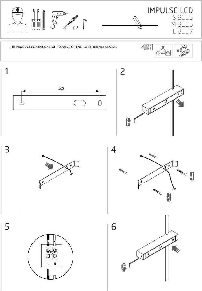 Sieninis šviestuvas Šviestuvas sieninis Nowodvorski IMPULSE, 10 W, LED, 3000 °K