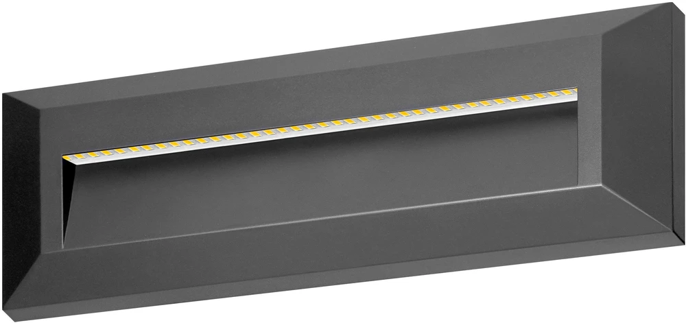 Sieninis šviestuvas Orno KIBO LED 1.5W, fasadinis šviestuvas, 150lm, IP65, 4000K, stačiakampis, pilkas