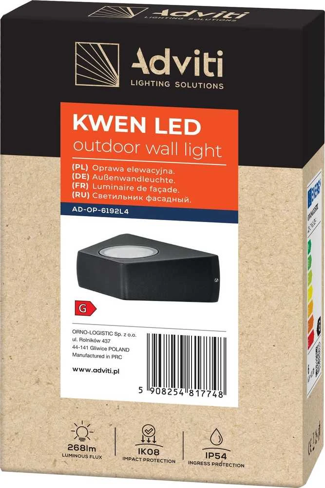 Sieninis šviestuvas Orno KWEN LED 6W, fasadinis šviestuvas, 260lm, IP54, 4000K