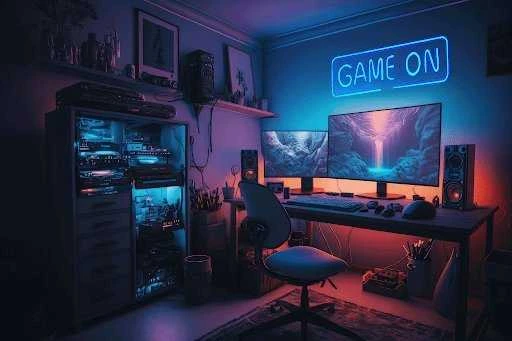 Sieninis šviestuvas PREYON Neon gamingowy LED ścienny GAME ON Mėlyna Eye Bait (PBEB12GO)