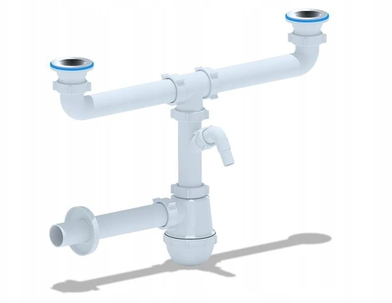 Sifonas Aptel 19226 Kriauklės sifonas, 2 butelių, nerūdijančio plieno filtras, 2', skalbimo mašinos / indaplovės jungtis be perpildymo, PVC kamštis FI 40 .// PCS.A.40-2KOM-2'