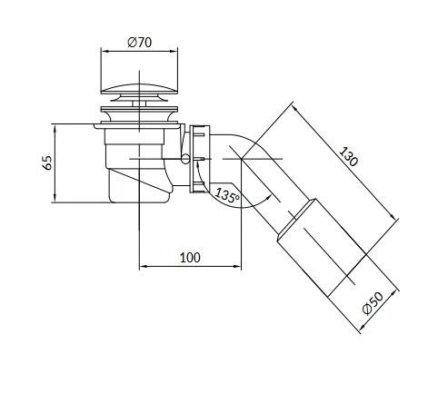 Sifonas Cersanit S904-009 SIFONAS LAISVAI STATYMAI VONIAI CLICK-CLAMP GOLDEN CERSANIT // CER-S905-009