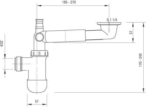 Deante Space Sever 5/4'' DN32 erdvę taupantis butelio sifonas su balta prailginimu (NHC 633K)