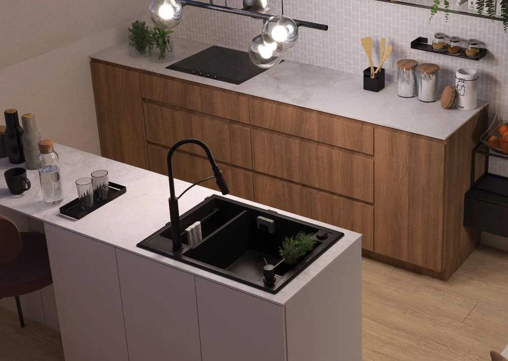 Sifonas granitinėms plautuvėms Deante Space-Saver ZXY_N973, Nero