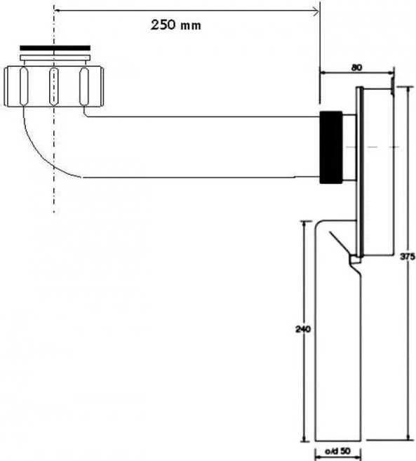 McAlpine tualeto unitazo sifonas 5/4'' DN50 su prailgintuvu chromuotas (SUP-CB)