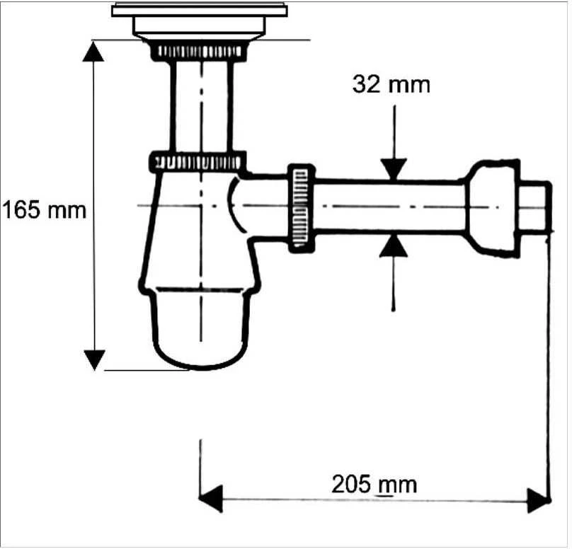 McAlpine butelinis sifonas 5/4'' DN32 žemas chromas (220+255CB)