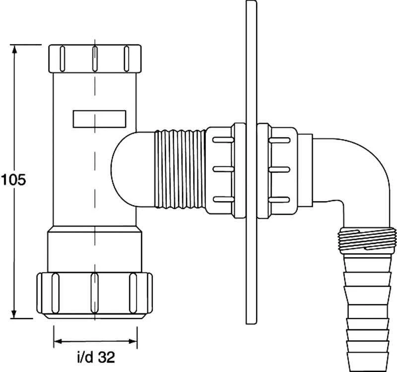 McAlpine paslėptas sifonas DN32 chromas (HC14WM32)