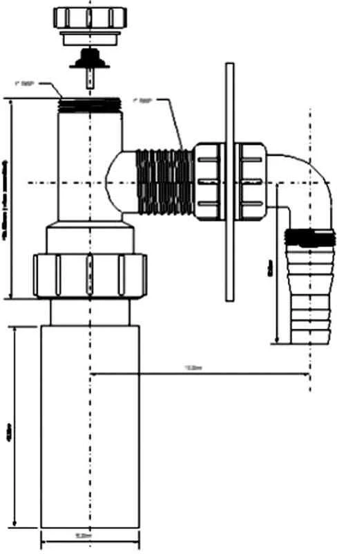 „McAlpine“ įleidžiamas sifonas DN50, chromas (HC14WM50)