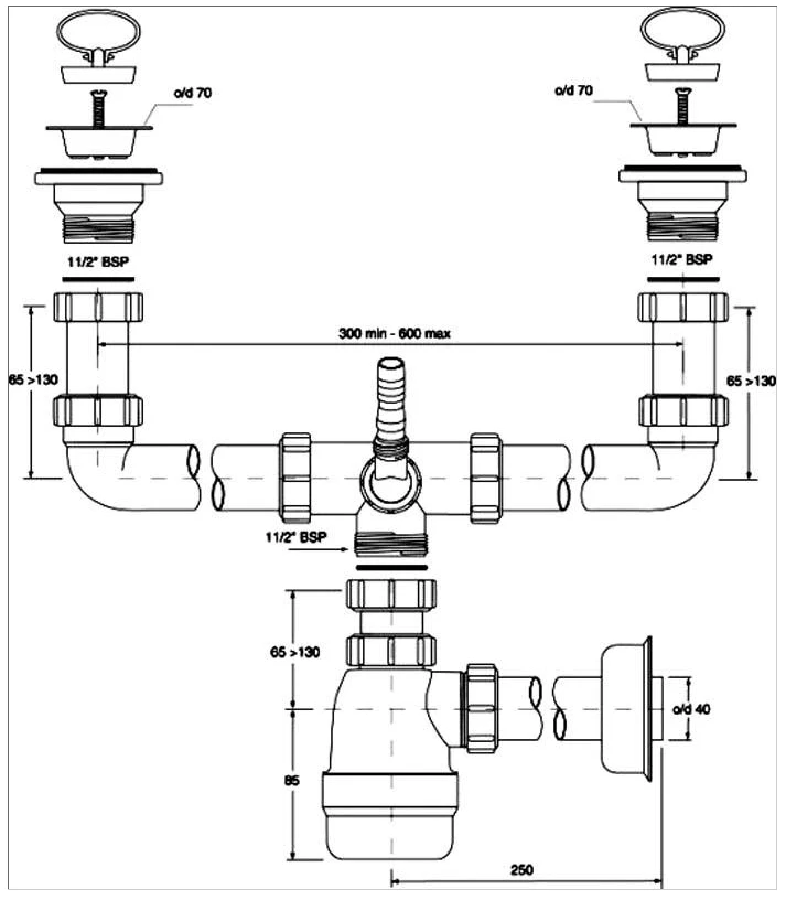 Sifonas McAlpine Dvigubas 1,5 "Butelis Sifonas (CDBAWT-P)