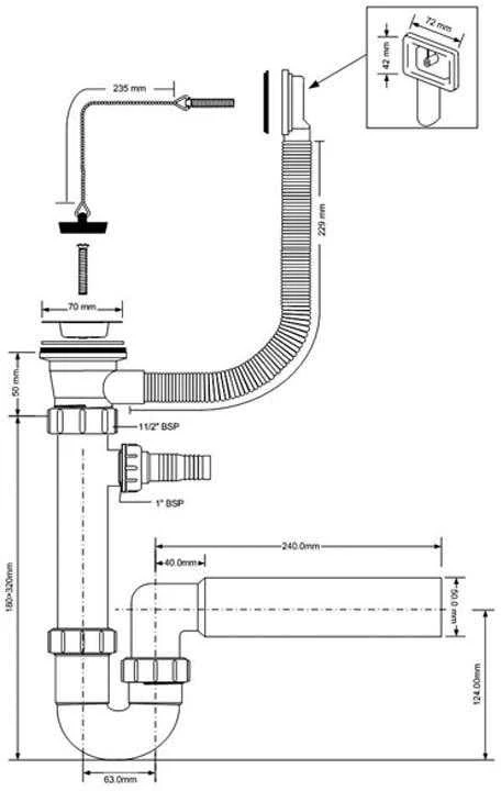 McAlpine Sifonas Vamzdinis sifonas vienvietis 1,5'' (HC7HC17PR)