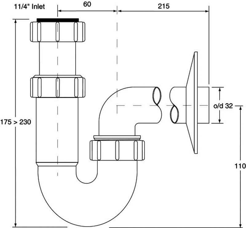McAlpine vamzdinis sifonas 5/4'' DN32 baltas (HC4PF-32)