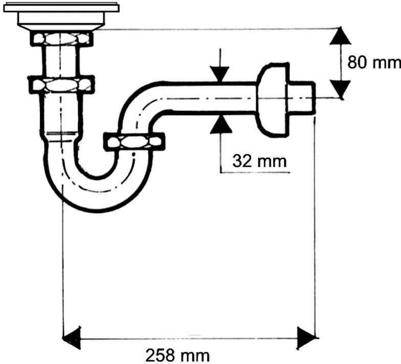 Syfon McAlpine rurowy 5/4'' DN32 chrom (215+255CB)