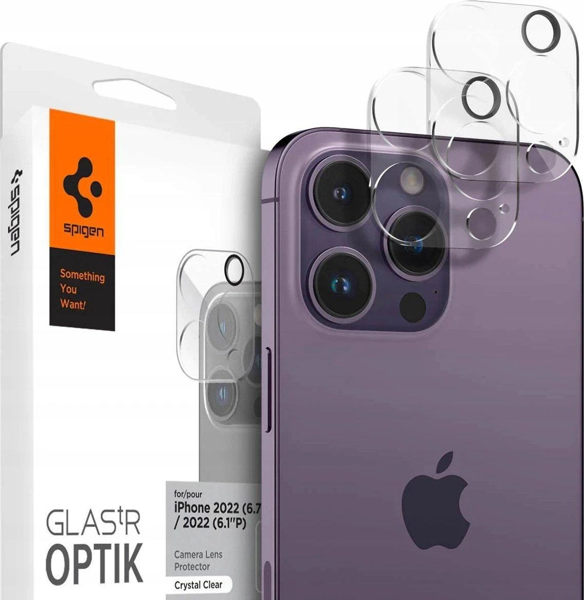 Spigen fotoaparato apsauga iPhone 14 Pro 6,1 / Pro Max 6,7 Optik.TR Camera Protector 2 vnt. Crystal permatomas