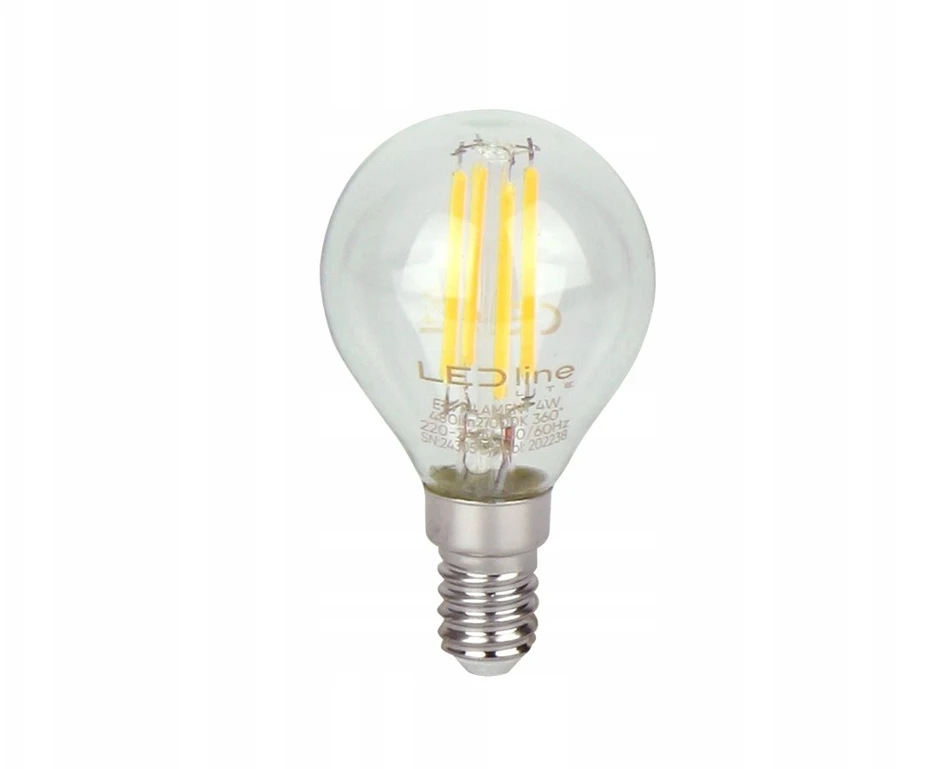 Sigg LED lemputė E14 G45 230V 4W 480lm, šiltai balta 2700K, LED line LITE