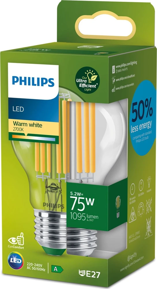 Signify Philips Classic LED-A-Label Lampa 75W E27 przezroczysta warmws non-dim