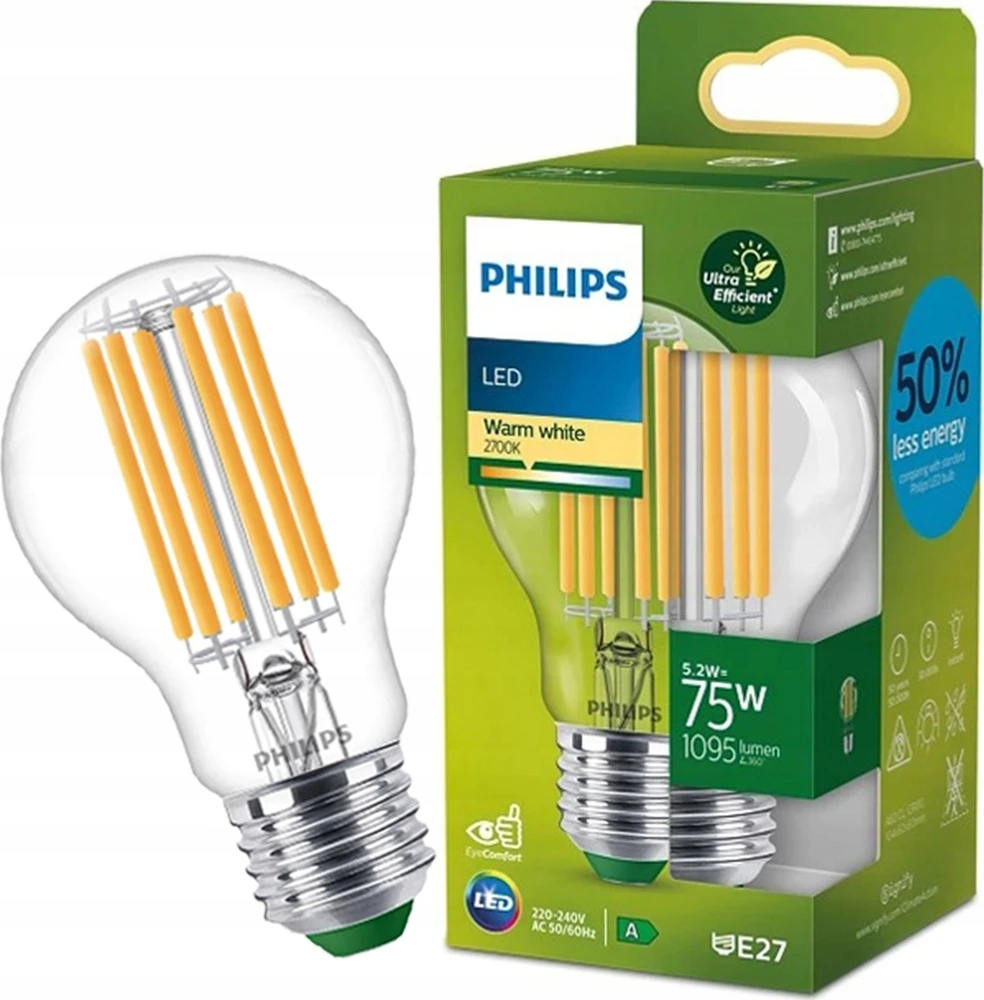 Signify Philips Classic LED-A-Label Lampa 75W E27 przezroczysta warmws non-dim