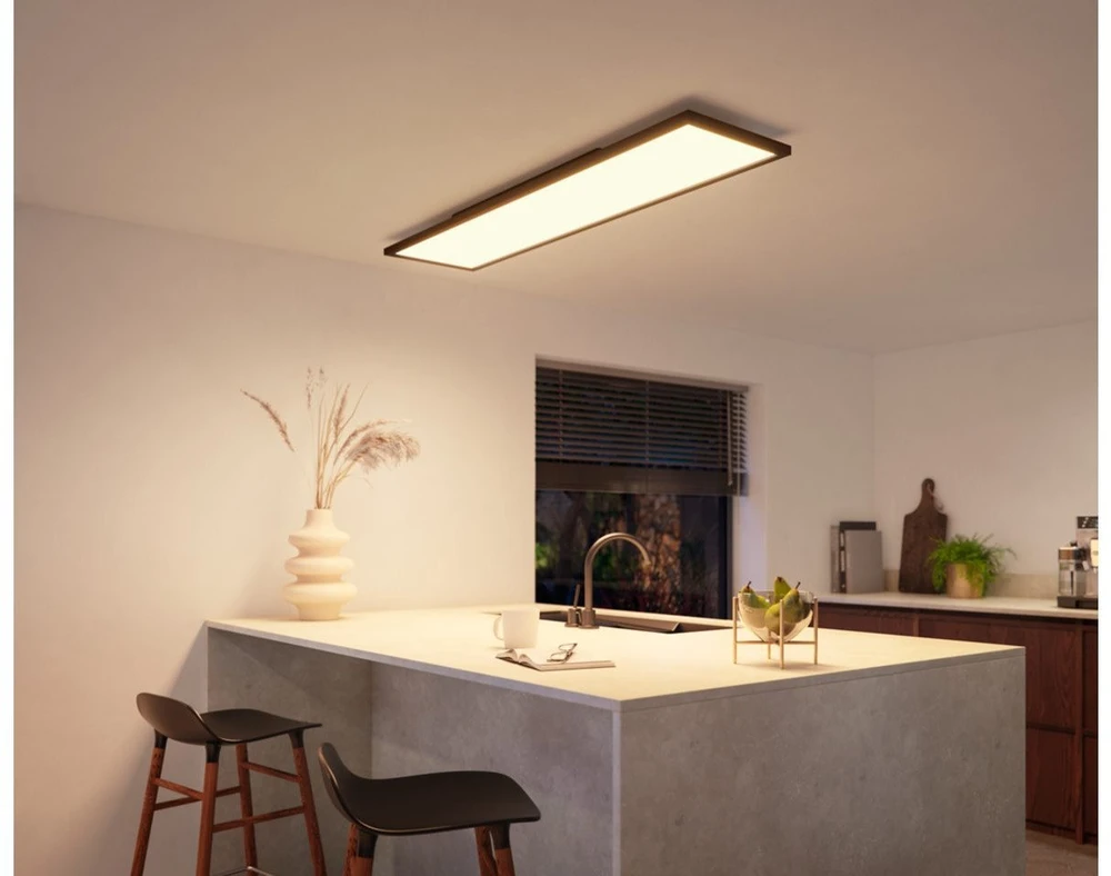 Lubinis šviestuvas Philips Hue Aurelle rectangular panel light, Juodas, 120 x 30 cm | 2200-6500 Hue Baltas Ambiance