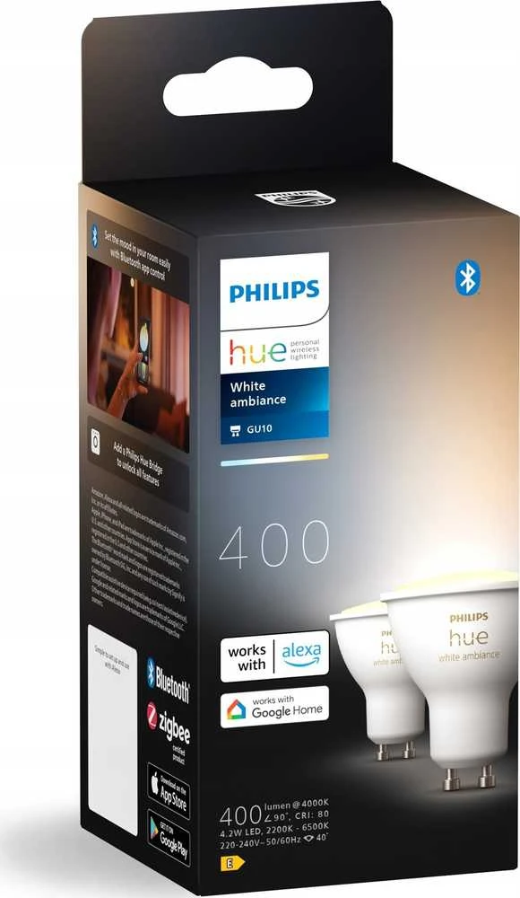 Philips Hue Smart Spotlight, 2 vnt pakuotės | GU10 | 4,2 W | Šiltas iki šaltas baltas lengvas