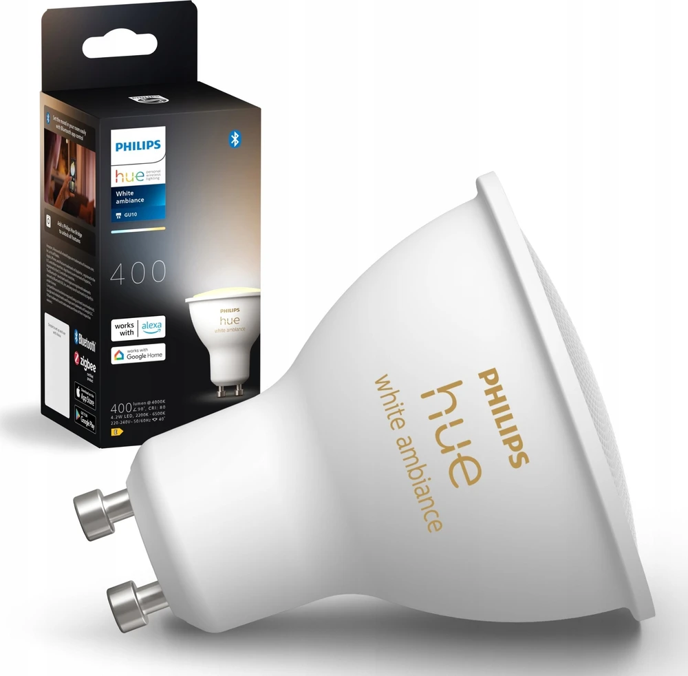„Philips Hue Baltas Ambiance GU10“ lemputės, 350 lm, pakuotėje