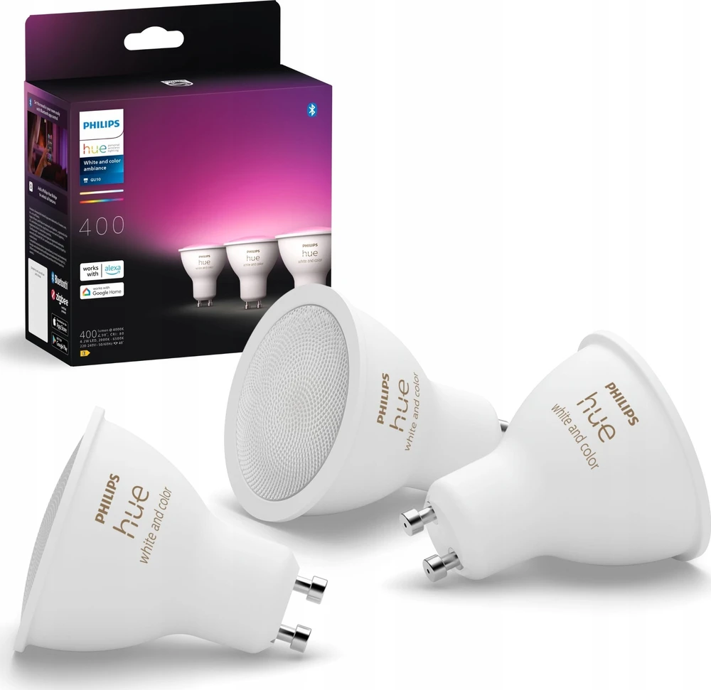 Philips Hue Smart Spotlight, 3vnt pakuotė | GU10 | 4,2 W | Baltas ir spalvota šviesa