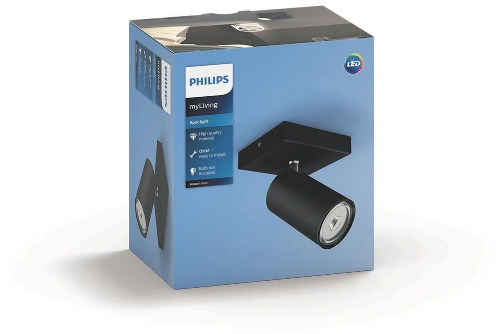 „Signify Philips Kosipo“ taškinis šviestuvas, 1 flg., be LM, 1x5,5W, juodas