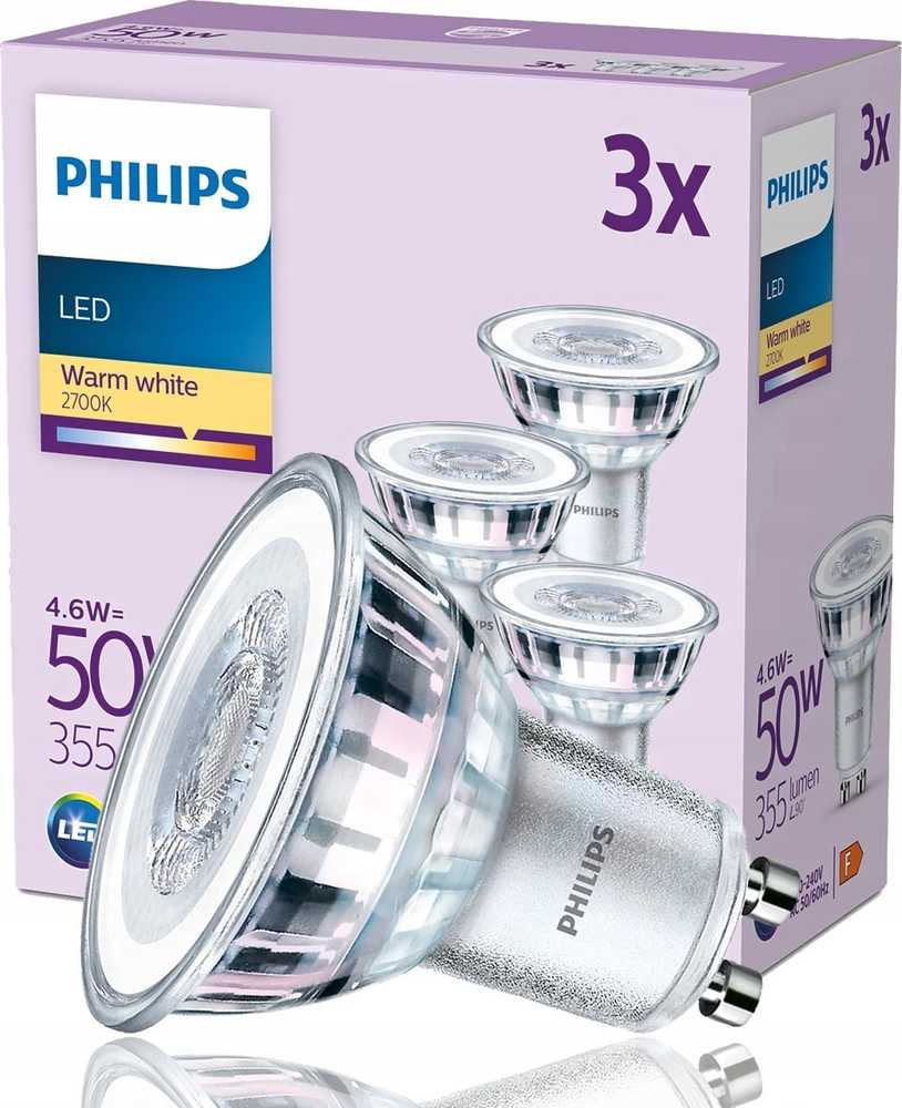 Signify Philips LED classic Lampa 50W GU10 Ciepła biel 355lm Sidabrinė 3er P