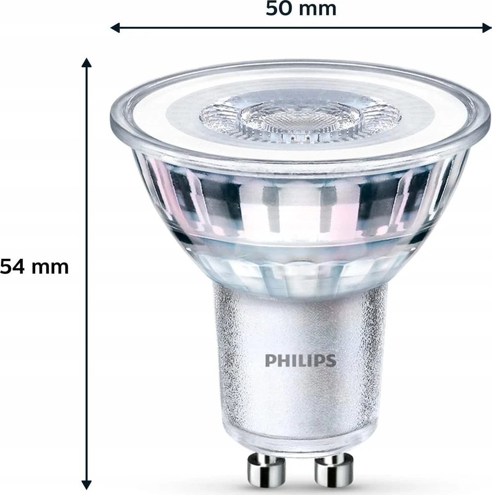 Signify „Philips“ LED klasikinė lempa 50 W GU10 šiltai balta 355 lm sidabrinė 2 vnt. pakuotėje