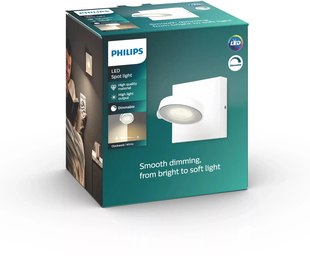 Signify Philips myLiving LED prožektorius Spot Clockwork 1flg 500lm Baltas