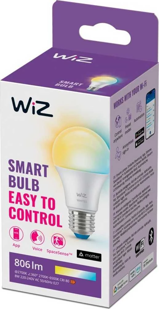 Signify WiZ balta lempa E27 reguliuojama 60W matinė pakuotė