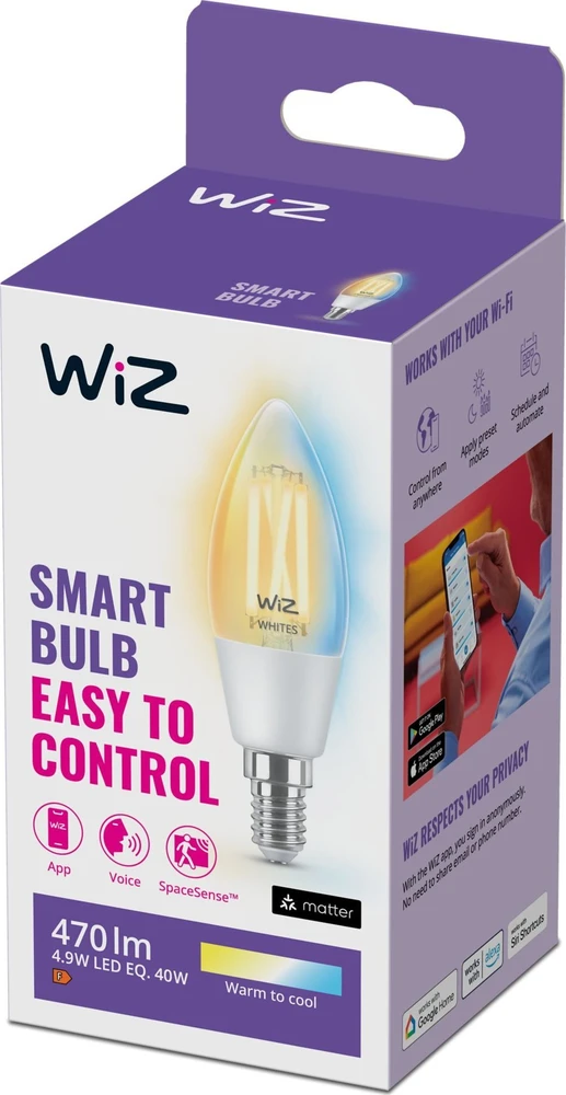 Philips WIZ WI-FI BLE 40W C35 E14 927-65 CL 1PF/6