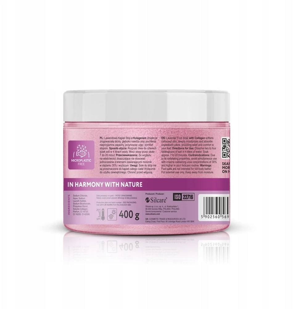 Silcare SILACRE_Nappa druskos vonelė su levandų druska nuospaudoms pėdoms, 400g