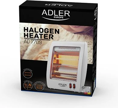 Adler | Šildytuvas | AD 7709 | Halogeninis šildytuvas | 800 W | Galios lygių skaičius 2 | Baltas