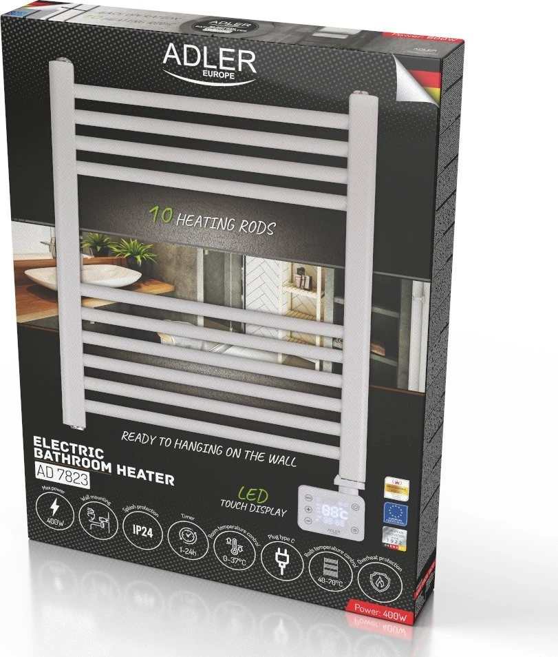 Adler LED elektrinis vonios kambario radiatorius | AD 7823 | Radiatorius | 400 W | Baltas | IP24