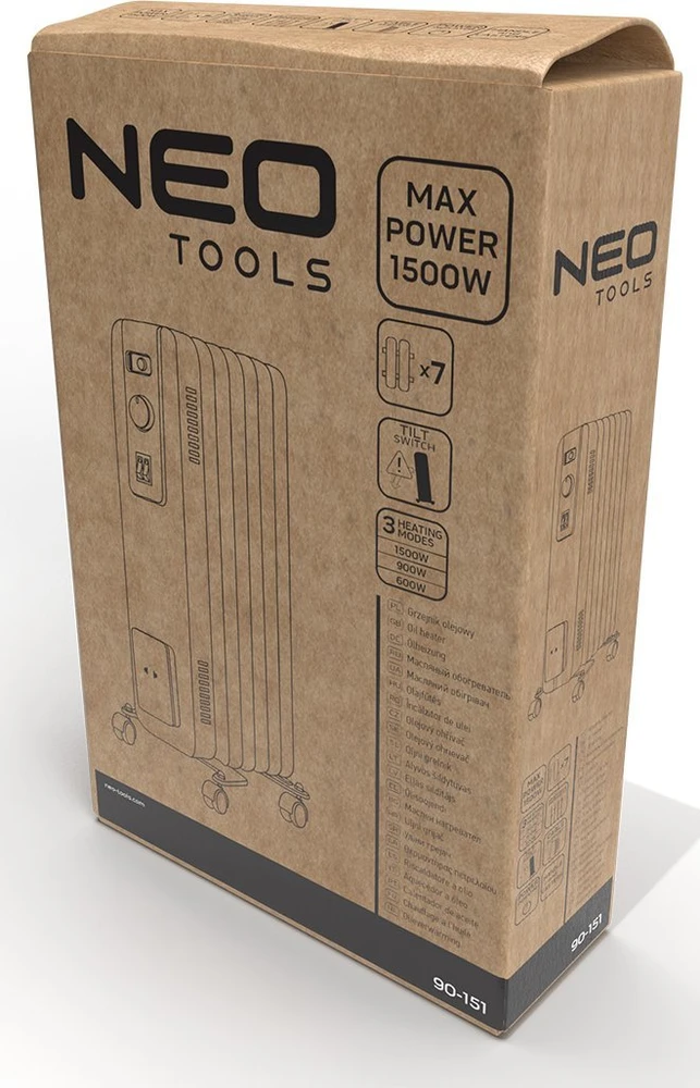 Neo Tools Šildytuvas Alyvos radiatorius 1500 W, 7 briaunos