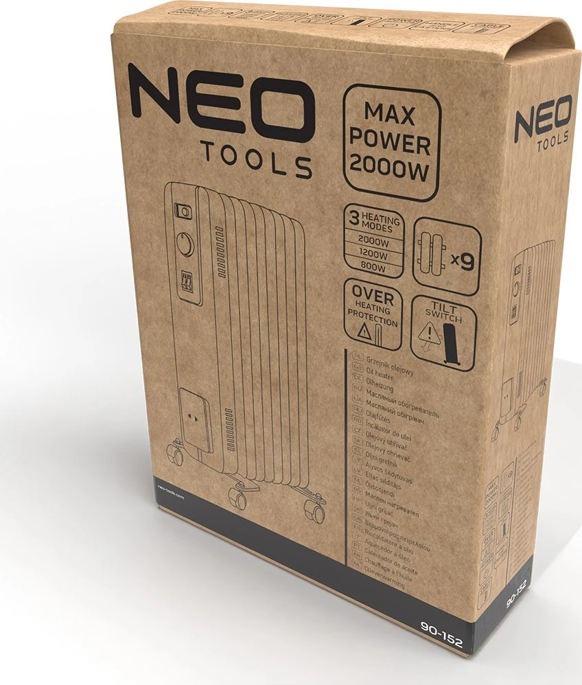 Neo Tools Šildytuvas Alyvos radiatorius 2000 W, 9 briaunos