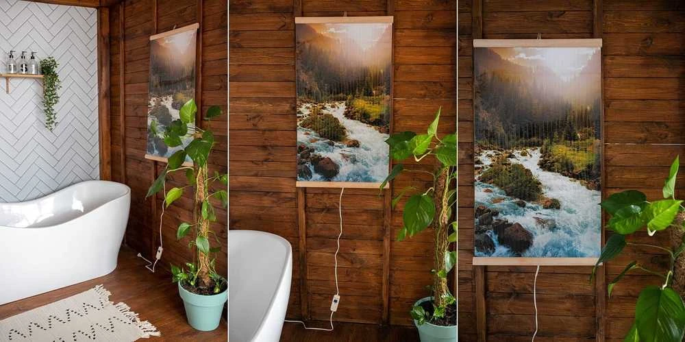 Šildytuvas Infraraudonųjų spindulių šildytuvas - lanksti šildymo plokštė 430 W TRIO 10 modelis upės, matmenys 100 x 57 cm su reguliatoriumi