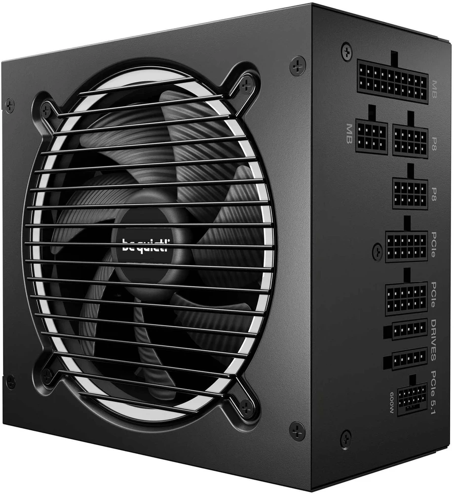 „Be Quiet! Pure Power 13M 80 PLUS Gold“ maitinimo šaltinis, ATX 3.1, PCIe 5.1 × 1200 vatų, Juodas