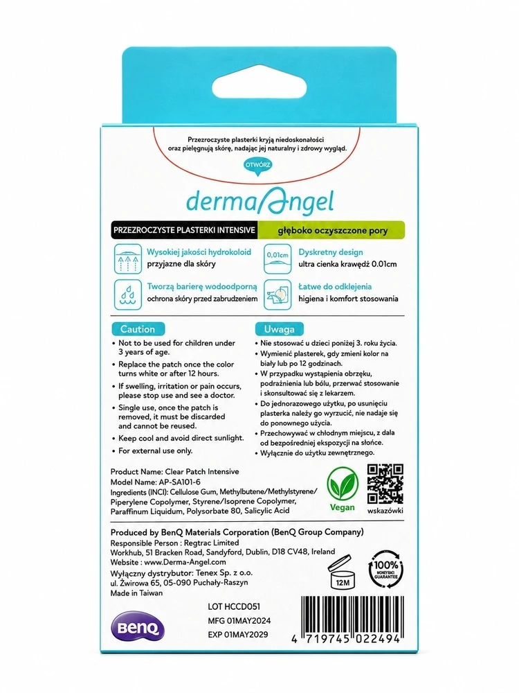 Silesian Pharma DERMA ANGEL Intensyvūs hidrokolloidiniai pleistrai nuo poodinio aknės su salicilo rūgštimi 1 pak. - 24 vnt. (632494)