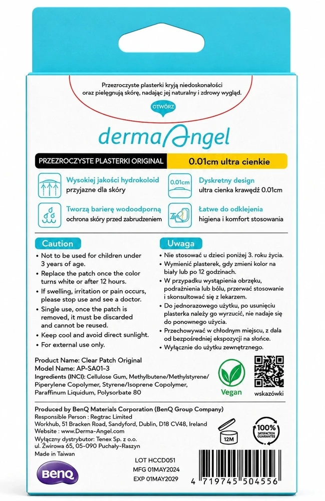 Silesian Pharma DERMA ANGEL Originalūs hidrokolloidiniai pleistrai nuo paviršinio spuogų bėrimo dienai 1 pak. - 24 vnt. (634556)