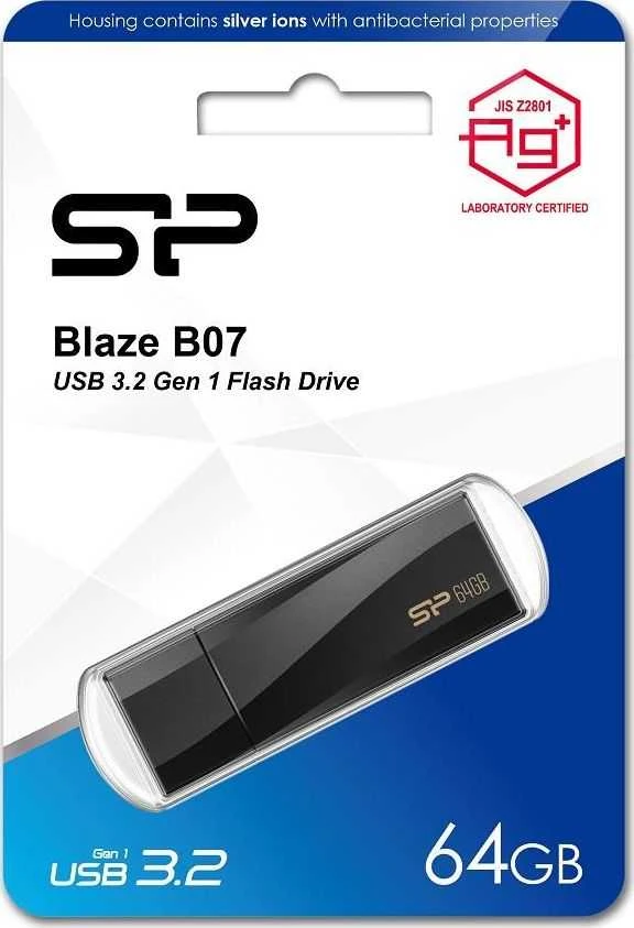 SILIKONIO MAITINIMO KOMPIUTERIS & COMMUNICAT SILICON POWER atmintis USB Blaze B07 64GB USB 3.2 antibakterinė