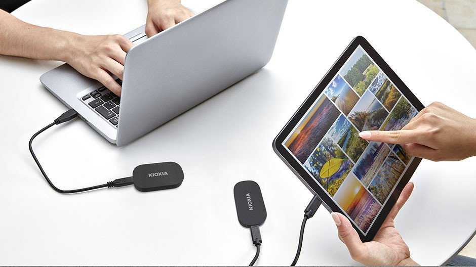 Kietasis diskas Kioxia Exceria Plus G2 Portable 1 TB, Externe SSD - juodas, USB-C 3.2 Gen 2 (10 Gbit/s)