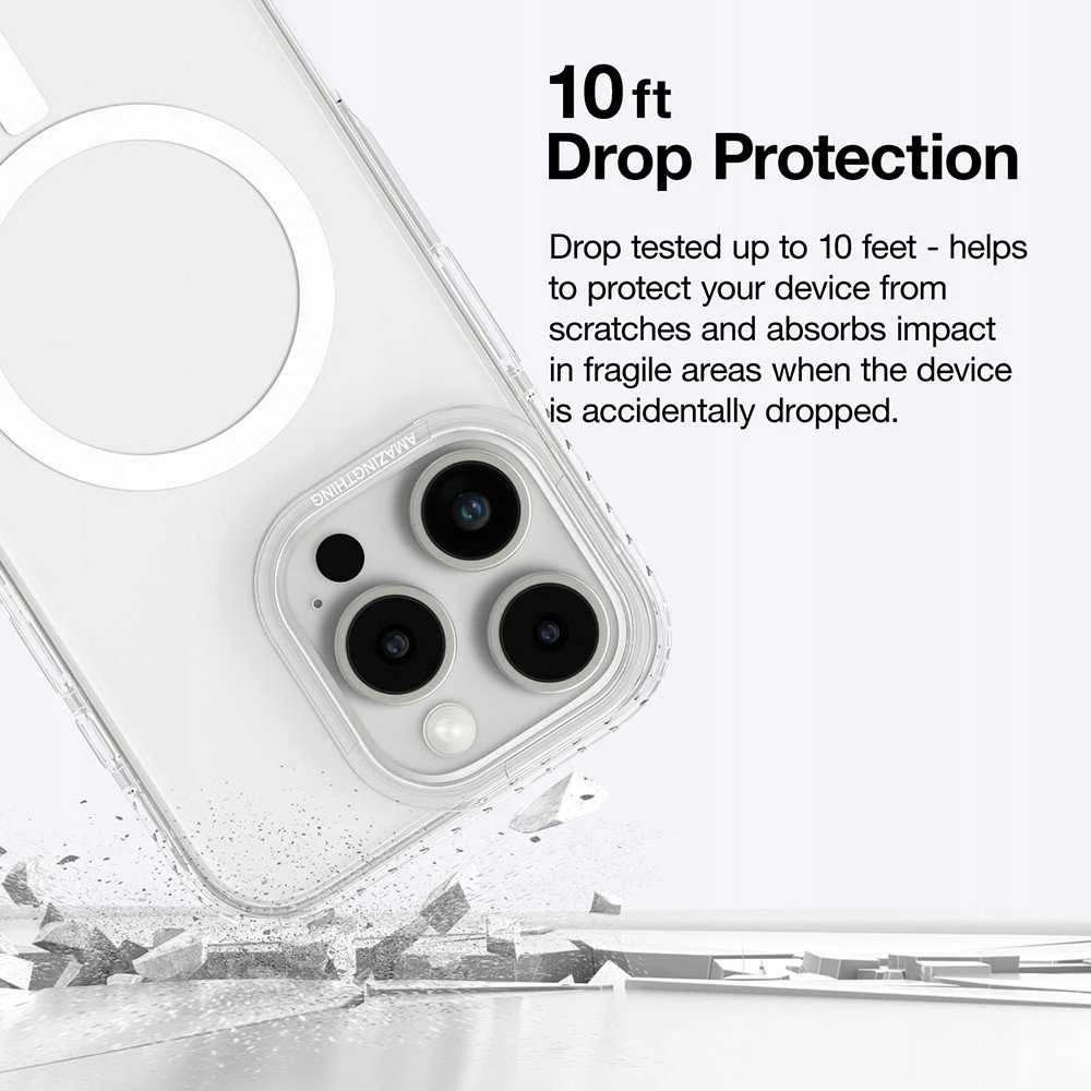 AmazingThing Titan Pro Mag dėklas su Magnetic Ring skirtas Apple iPhone 16 Pro - skaidrus