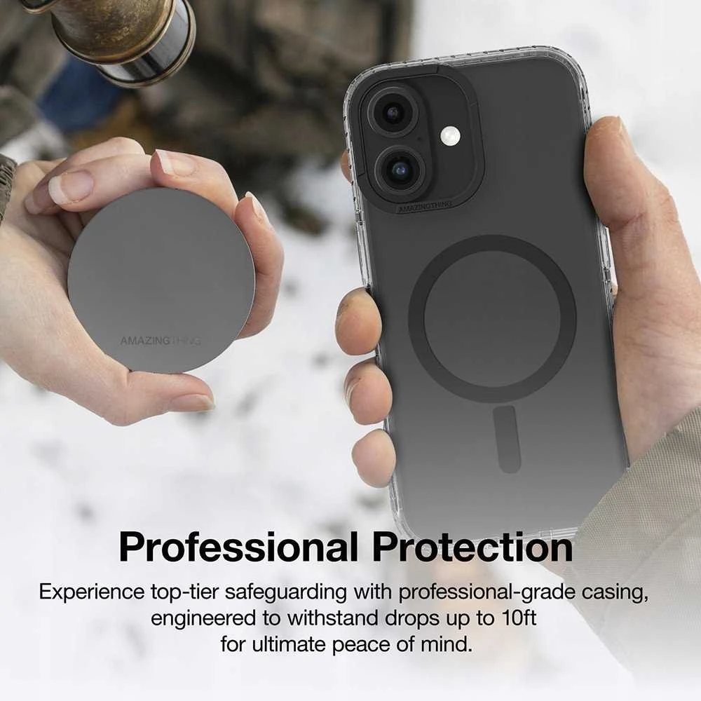 AmazingThing Titan Pro Mag dėklas su Magnetic Ring skirtas Apple iPhone 16 – juodos spalvos