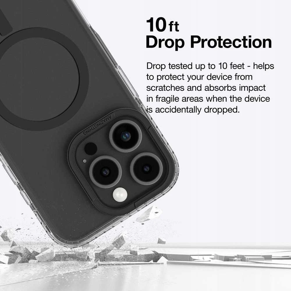 AmazingThing Titan Pro Mag dėklas su Magnetic Ring skirtas iPhone 16 Pro Max – juodos spalvos