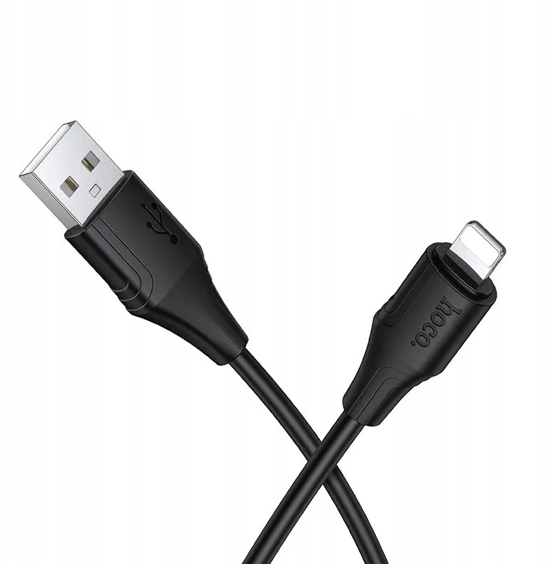 Silikoninis laidas USB A į Lightning Hoco 2,4A 1 m X124 juodas