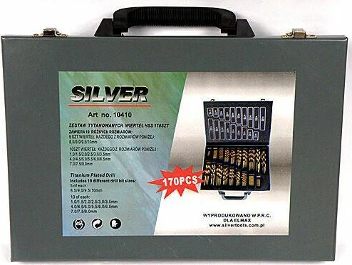Grąžtas SILVER METALO TYTAN GRĄŽŲ RINKINYS 170 vnt. / SIDABRAS
