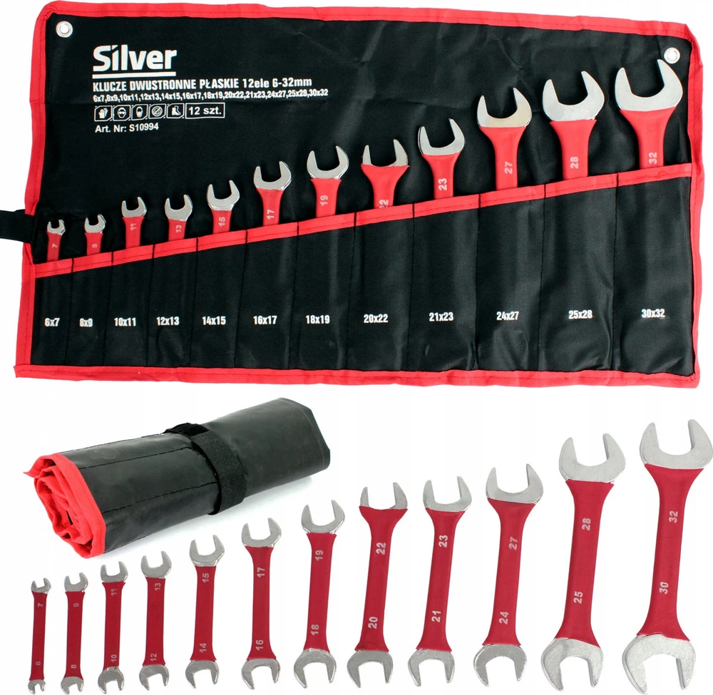SILVER KLUCZE plokščias DWUSTRONNE 12szt. /Sidabrinis 6-32mm