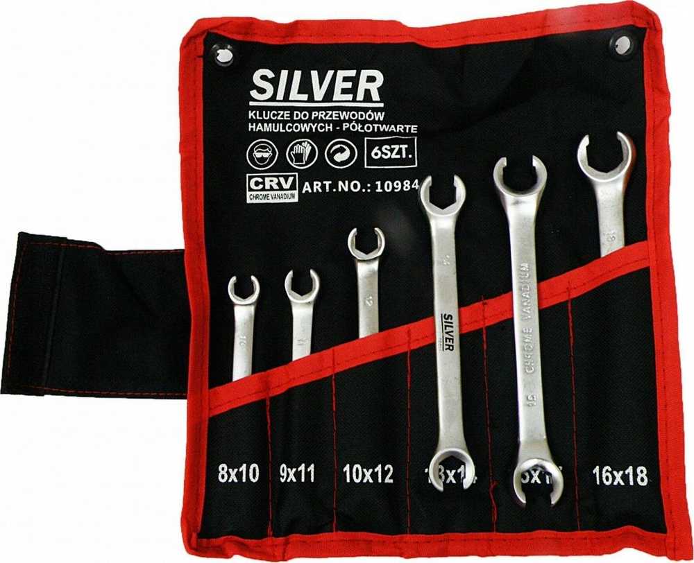 Silver Sidabrinis Sidabrinis rinkinys pusiau atviri plokšti raktai, rinkinys 6 vnt (10984)
